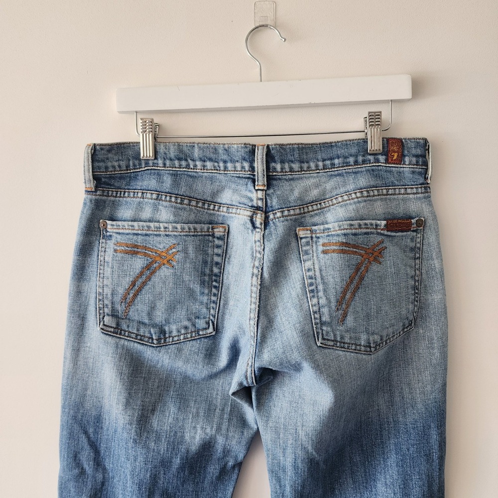 7 For All Mankind Dojo Jeans Women 31 Blue Wide Leg Flare Y2K Boho Designer USA
